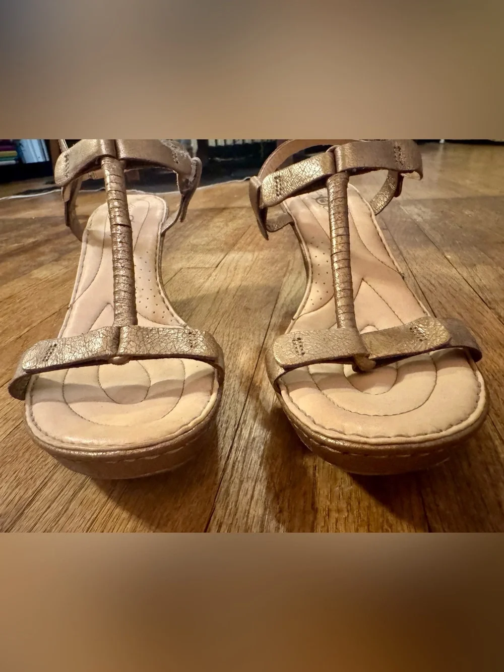 Born Metallic Bronze T-Strap Heels